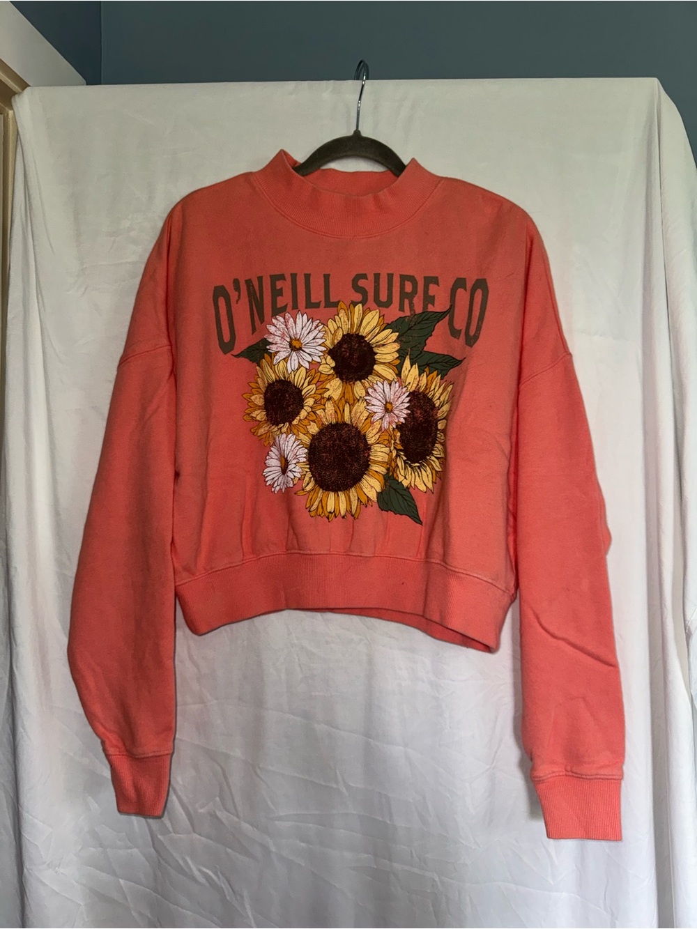 O'Neill Coral Sunflower Mock Neck Crew Sweatshirt